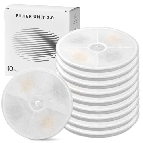 Filter Katzenbrunnen, 10 Stück Filter kompatibel mit 1.85L Trinkbrunnen und 1.8L/2L Automatische Intelligenter Katzenbrunnen Ever weet 2S/3/3 Pro/Solo/Solo SE, Filter 2.0 & 3.0 Aktivkohle Baum-Ion von NautyPaws