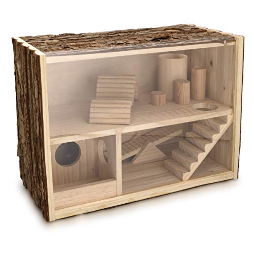 Navaris Hamsterhaus zweistöckig aus Holz - 39 x 20 x 27,5cm - Häuschen für Mäuse Degu Ratten Rennmaus Käfig - Hamster Labyrinth Haus Spielzeug von Navaris