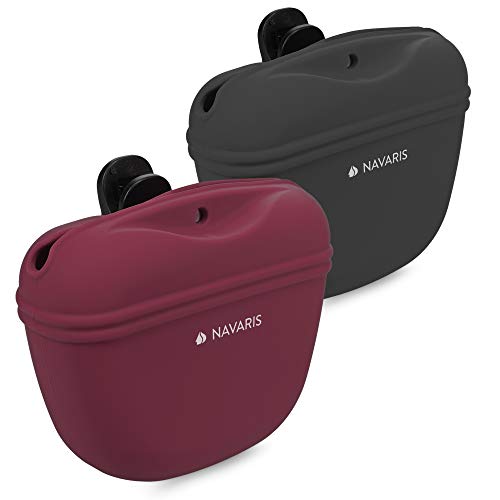 Navaris Hunde Futterbeutel aus Silikon 2er Set - 2X Snackbeutel mit Clip und Magnet - Futtertasche Leckerlis Trockenfutter Nassfutter von Navaris