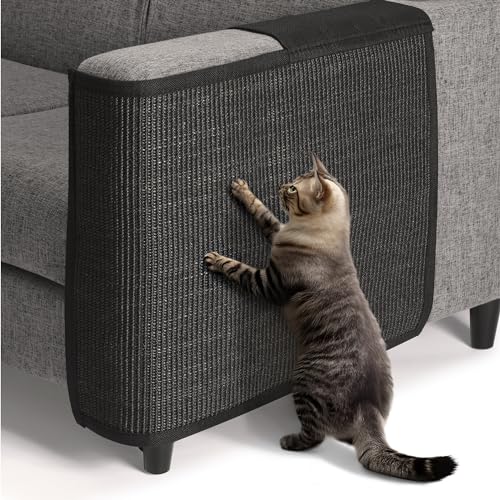 Navaris Katzen Kratzmatte Kratzschutz Sofa Links - Sisal Kratzteppich für Katze - Sessel Couch Katzenkratzmatte - auch für Hunde - schwarz von Navaris