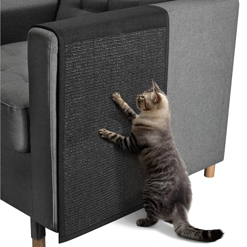 Navaris Katzen Kratzmatte Kratzschutz Sofa - Sisal Kratzteppich 130 x 45 cm für Katze - Couch Katzenkratzmatte - auch für Hunde geeignet - Schwarz von Navaris