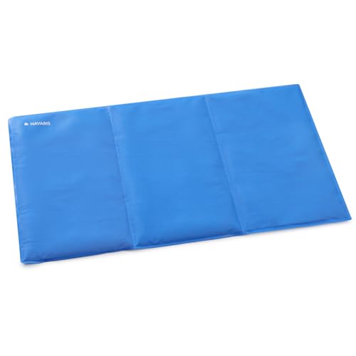 Navaris Kühlmatte für Hunde - Kühlmatte Hund - Selbstkühlende Hautiermatte mit Gel - Kühlmatte für Haustiere - Kein Gefrieren notwendig - 50 x 90 cm - Blau - Textil von Navaris