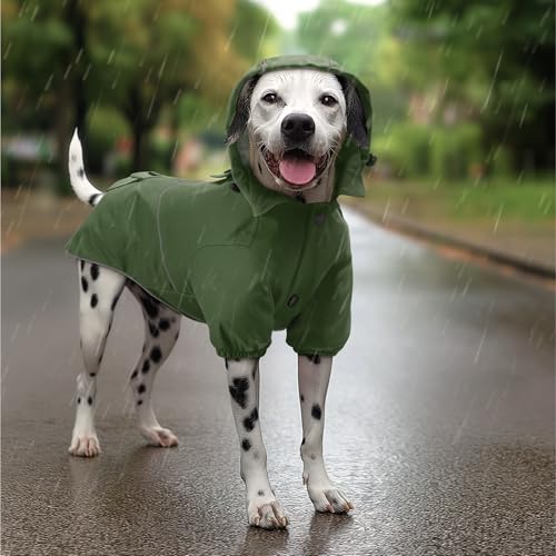 Navaris Regenmantel Regenjacke für Hunde - Regenmantel Hund wasserdicht - Hundemantel Hunderegenmantel Regencape aus PU und Polyester - Dog Raincoat - Grün - L von Navaris