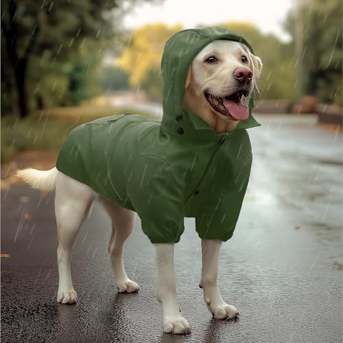 Navaris Regenmantel Regenjacke für Hunde - Regenmantel Hund wasserdicht - Hundemantel Hunderegenmantel Regencape aus PU und Polyester - Dog Raincoat - Grün - XL von Navaris