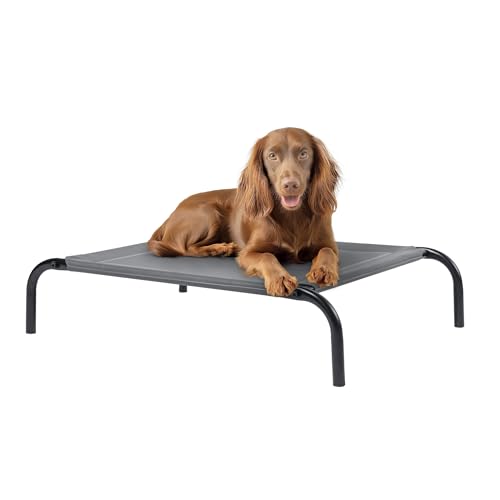 Navaris erhöhtes Hundebett mit Kühlungseffekt 90x64x20cm - Outdoor Hundeliege für Katzen und mittelgroße Hunde - Garten Haustierliege erhöht - Grau von Navaris