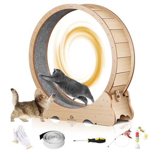 Naviconvex Katzenrad, 90,9 cm Durchmesser, Größe M, Katzen-Übungsrad für Indoor-Katzen, tägliche Übung mit natürlicher Holzfarbe. Das Katzenlaufband ist das beste Geschenk für das gesunde Wachstum von Naviconvex