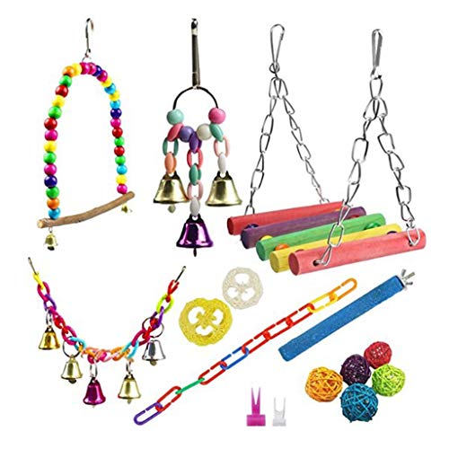 15 Stück/Set Naturholz Vogelkäfig Spielzeug Hängematte Schaukel Kauen Rattan für kleine Sittiche Nymphensittiche Papageien Sittiche Sittiche Sittiche Papageien Sittiche Liebe Vögel Finken Hängematte von Navna