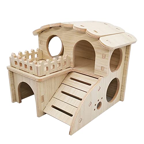 Navna Hamsterhaus aus Holz, zweilagig, Käfig für Spielraum, kleine Haustiere, Spielzeug für Zwerg, Chinchilla, Hamster, Hecke, Zwerghamster Zubehör von Navna