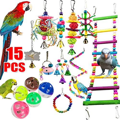 Papagei Spielzeug Kit Vogelkäfig Spielzeug für Papageien Vogelspielzeug Zubehör Papagei Spielzeug Kauen Vogel Spielzeug Vögel Schaukel Papagei Spielzeug Kits von Navna