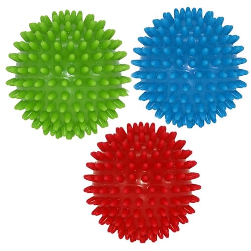 Navoys 3 Quietschende Gummibälle - Spiky Flummis - Lustiges Apportierspiel für Hunde, hilft Zahnreinigung und reduziert Langeweile, Farben werden zufällig gesendet, quietschendes Hundespielzeug (3 von Navoys