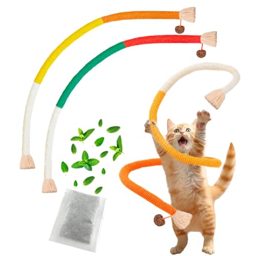 Nayyana 2-teiliges Katzenspielzeug, erweitertes Katzenminze-Spielzeug für drinnen, Kätzchen, Katze, Silvervine, Kauen, Backenzahn, Kratzer, interaktives Katzen-Baumwollseil 70cm von Nayyana