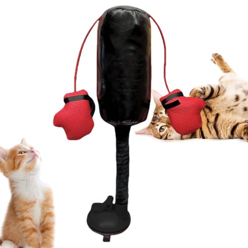 Katzen Boxsack Spielzeug, Gefüllt Mit Katzenminze Indoor Katzen Boxspielzeug, Interaktives Haustier Boxsack Spielzeug Mit Handschuhen, Effektives Kätzchen Fitness Boxsack Spielzeug Für Katzen Zubehör von Nbbwwu