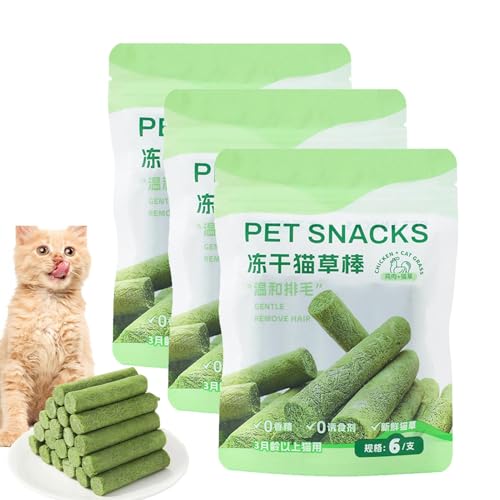 Katzengras Sticks,3 Packungen Katzengras Snack,Katzen Kaustäbchen,Katzengras Sticks Für Katzen,Cat Grass Teething Stick,Natürliches Katzen Grass Molarstab Für Hauskatzen,Natürlicher Katzen-Kaustab von Nbbwwu