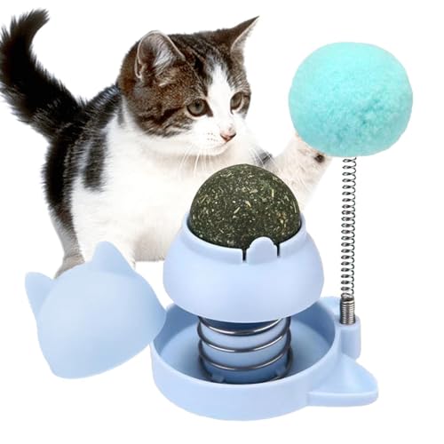 Katzenminze Ball,Katzenminze Balls Spielzeug Für Katze,Interaktive Katzenminzebälle Mit Frühlingsball,drehbare Katzen-Leckbälle, Essbar Und Gesund Für Die Reinigung Der Katzenzähne Für Ein Entspanntes von Nbbwwu