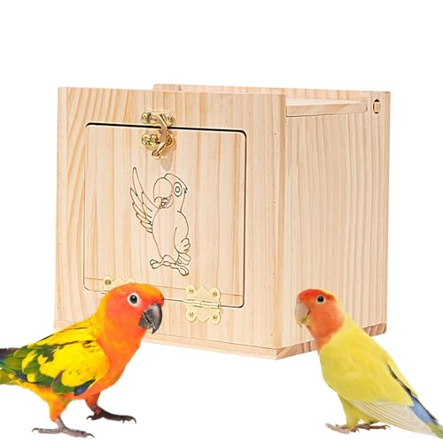 Nbbwwu Papageien-Nistkasten – Vogelhaus Nistkasten | Nymphensittich-Nistkasten Acryl Transparent Holz Vogelbrutkasten für Wellensittiche Lovebirds Nymphensittiche von Nbbwwu