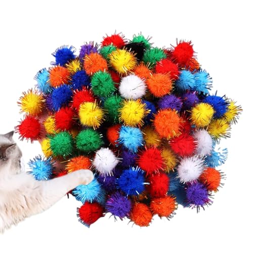 Nbbwwu Puffbälle zum Basteln, verschiedene bunte Glitzer-Pompons, 100 x Puffbälle, Kunst und Handwerk, dekoratives Material für Kinderprojekte von Nbbwwu