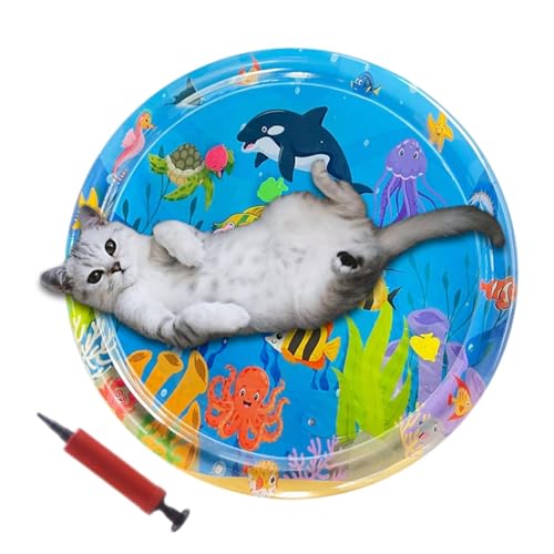Nbbwwu Wasserspielmatte für Katzen, Wassersensorische Spielmatte für Katzen - Katzenspielzeug für gelangweilte Wohnungskatzen,Sensorisches Wasserpad für Katzen, Haustierspiel-Wassersensor-Spielpad, von Nbbwwu