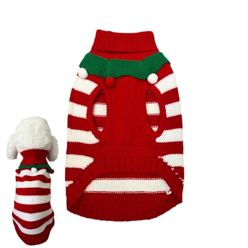 Nbbwwu Weihnachtspullover für Hunde,Weihnachtspullover für Hunde - Warme Winterkleidung für Haustiere - Bequemer gestreifter Haustier-Pullover, Strickwaren, Weihnachts-Hundekostüm, Welpenbekleidung von Nbbwwu