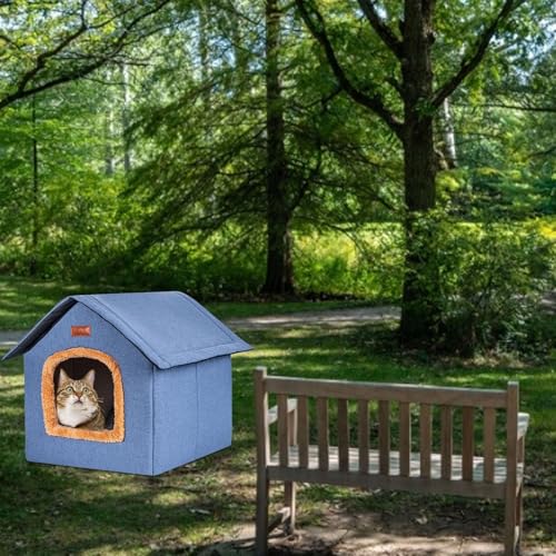 Wasserdichtes Outdoor-Katzenhaus für streunende Katzen, warmer Unterschlupf mit Plüsch-Innenseite (I:-) von NbgrvB