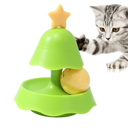 Drehteller-Katzenspielzeugbälle,Drehteller-Katzenballspielzeug - Katzen-Teaser-Spielzeug, Weihnachtsbaum-Rollenspielzeug | Interaktives Katzenminze-Spielzeug, 2-lagiges Katzen-Rollspielzeug für mittel von Nbhuiakl