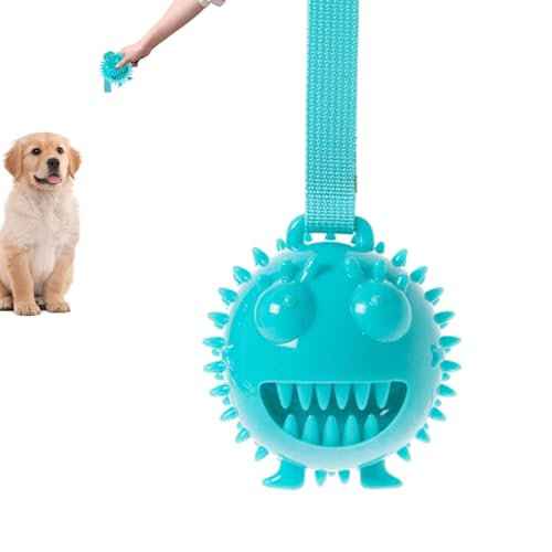 Hundespielzeug mit Leckerli-Spender, interaktiver Hundeball - Blaues interaktives Kauspielzeug für Haustiere - Mehrzweck-Quietschball zum Auslaufen von Tiernahrung mit Trageseil, Spielzeug zur Bereich von Nbhuiakl