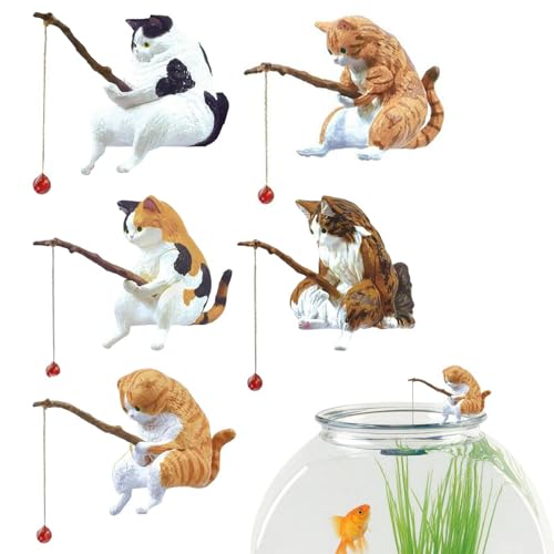 Nbhuiakl Aquarium Angelkatzen, Angelornament für Katzen, Katzenstatue Dekoration | Heimdekoration mit Katzenstatuen, Katzendekorationen, Harzmaterial von Nbhuiakl