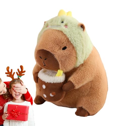 Nbhuiakl Capybara Plüsch, Süßes Capybara Kuscheltier Plüschkissen, Abnehmbare Kopfbedeckung, Capybara-Plüschtier, Capybara-Spielzeug für Kinder und Erwachsene, Tierliebhaber von Nbhuiakl