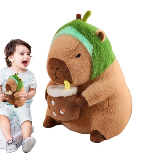 Nbhuiakl Capybara Stofftier | Capybara Kuscheltiere Plüschkissen,Abnehmbare Kopfbedeckung, süßes Capybara-Plüschtier für Erwachsene, Kinder und Mädchen, weiche Tiere von Nbhuiakl