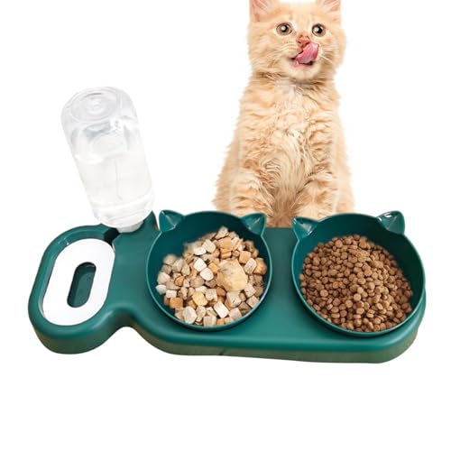 Doppelter Futter- und Wassernapf für Katzen | Tierfutter- und Wassernapfschalen mit automatischer Trinkflasche | Futternäpfe für Haustiere, Wassernäpfe für kleine oder mittelgroße Hunde und K von Nbhuiakl