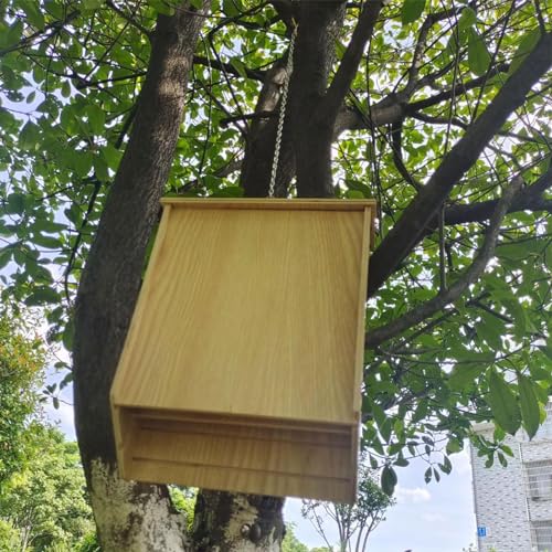 Nbhuiakl Fledermaushaus | Wetterfester Nistkasten | Unterschlupf Fledermauskasten mit Dach | Bequeme Nächte locken Fledermauskammer | Fledermausunterstand aus Holz für Winterquarter verschraubte von Nbhuiakl