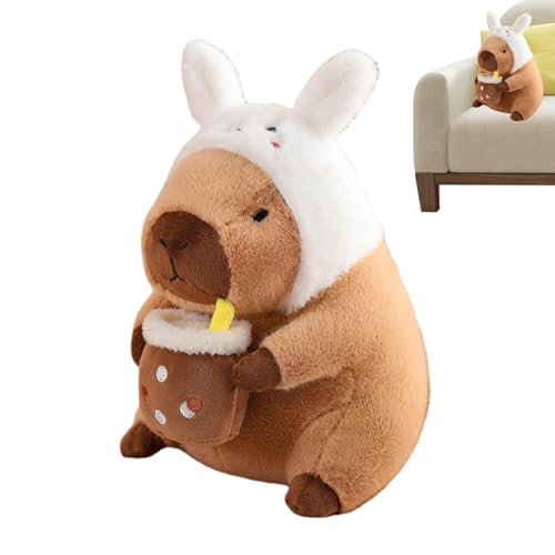 Nbhuiakl Gefüllter Capybara,Plüschtiere Capybara Stofftier - Abnehmbare Kopfbedeckung, Capybara-Plüschtier, Capybara-Spielzeug für Kinder und Erwachsene, Tierliebhaber von Nbhuiakl