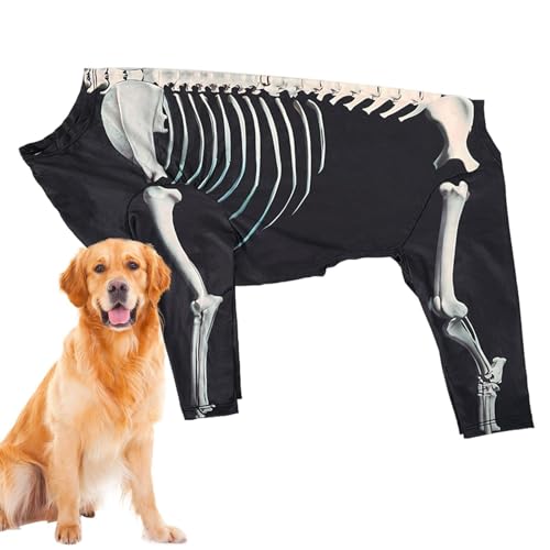 Nbhuiakl Haustier-Skelett-Kostüm, Skelett-Design, Kostüm-Zubehör, cooles Hunde-Cosplay-Kostüm, Overall, Skelett-Bekleidung, Haustier-Knochen-Print-Kostüm, Haustier-Skelett-Outfit für Hunde von Nbhuiakl