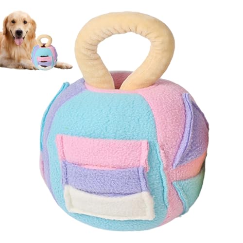 Nbhuiakl Quietschender Plüschball für Hunde, weicher Quietschball für Haustiere, 12 x 12 x 17,8 cm, weiche Plüschbälle, Quietscher, niedliches Puzzle, Gehirntraining, Leckerli-Spender, Ball für kleine von Nbhuiakl