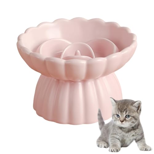 Nchdewui Anti Schling Katzennapf, Keramik Antischlingnapf Katze, Slow Feeder Katze Nassfutter, Katzennapf Erhöht, Interaktiver Napf Für Slow Feeder Und Katze, Antischlingnapf Für Katzen (pink) von Nchdewui