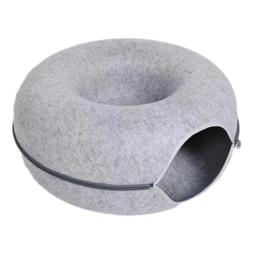 Nchdewui Cat Cave Donut, Katzenbett, Katzentunnel, KatzenhöHle für Drinnen, Interaktiver Spionage-Loch Katzentunnel (Light Gray) von Nchdewui