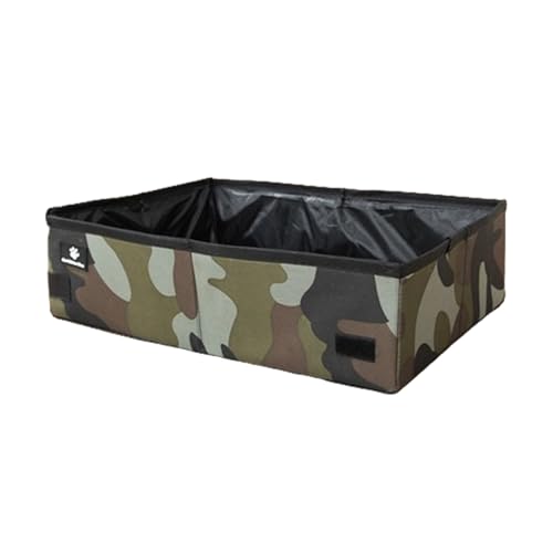 Nchdewui Faltbare Katzentoilette, Tragbare Katze Reisetoilette, Leichte Und Einfache Reinigung, Katzentoilette für Indoor Outdoor Zuhause Camping Reisen, 50x40x11cm (Camouflage) von Nchdewui