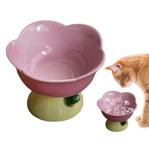 Nchdewui Fressnapf Aus Keramik, Anti Erbrechen Fressnapf Katze, Schützt Die Wirbelsäule Der Katze, Katzenfutterstationen für Welpen, Katzen Und Kleine Hunde (Purple bowl) von Nchdewui