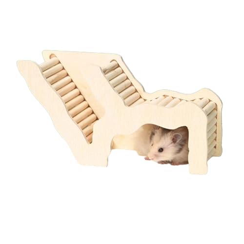 Nchdewui Hamster Holzhaus, Hamster-Kletterleiter, Hamster Versteck Holz Mit Leiter, Haus Holz Zubehör für Hamsterkäfig Meerschwein Zwerghamster (25 * 11 * 13) von Nchdewui