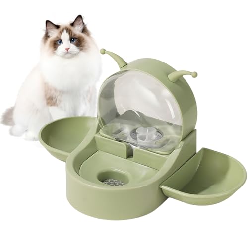 Nchdewui Haustier Automatischer Wasserspender, Futterspender Katze, 2-In-1 Katzenfutter Wasserspender Mit Filter, Ohne Strom für Kleine Hunde Katzen Kaninchen Kleintiere von Nchdewui