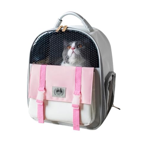 Nchdewui Haustier Rucksäcke, Katzenrucksack Mit Transparentes Fenster, Hunderucksack für Katzen Und Kleine Hunde,Tragbar Katzentasche für Reisen, Wandern, Camping (pink) von Nchdewui