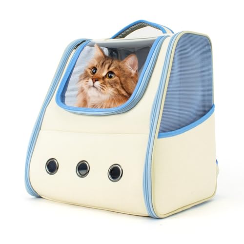 Nchdewui Haustiere Rucksack Transporttasche, Tragbare Und Faltbare Katzentasche, Haustiere Reisen Atmungsaktive Rucksack, Katzenrucksack Mit Fenster Ür Kleine Hunde Und Katzen (blue) von Nchdewui