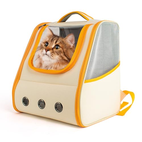 Nchdewui Haustiere Rucksack Transporttasche, Tragbare Und Faltbare Katzentasche, Haustiere Reisen Atmungsaktive Rucksack, Katzenrucksack Mit Fenster Ür Kleine Hunde Und Katzen (yellow) von Nchdewui