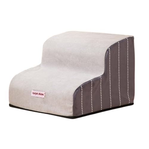 Nchdewui Hundetreppe für Kleine Hunde, Haustiertreppe Mit Plüschbezug, 2 Stufen Hundetreppe, Hunderampe Mit Abnehmbarem Bezug, Tragbar Haustiertreppe für Bett, Sofa (gray) von Nchdewui