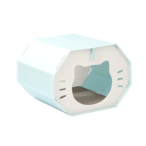 Nchdewui Katzenhaus, Katzenhöhle Faltbar Mit Kratzbretter, Katzenbett, Einfach Zu Montierendes Katzen Kratzmöbel für Indoor-Katzen&Kleine Katzen (blue) von Nchdewui