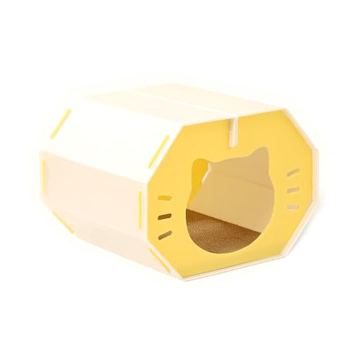 Nchdewui Katzenhaus, Katzenhöhle Faltbar Mit Kratzbretter, Katzenbett, Einfach Zu Montierendes Katzen Kratzmöbel für Indoor-Katzen&Kleine Katzen (yellow) von Nchdewui