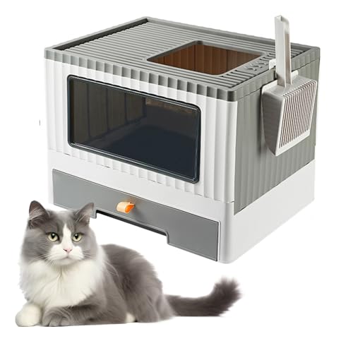 Nchdewui Katzentoilette Mit Deckel, Faltbare Katzentoilette, Schubladentyp Desodorierende Cat Litter Box, Spritzwassergeschützte Katzentoilette Mit Hängender Katzenstreuschaufel (c) von Nchdewui