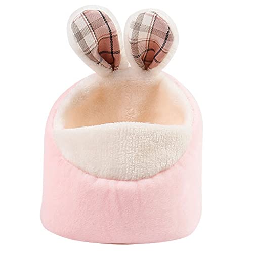 Nchdewui Kleintierbett Hamster, Multifunktionales Warmes Bett, rutschfest, tragbar, Schlafsack mit Abnehmbarer Matte, Kleintierbett Hamster, Tier Hamster Bett, Plüsch Hamsternest (Pink) von Nchdewui