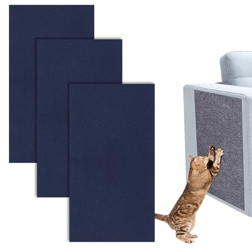 Nchdewui Kratzmatte Katze, Selbstklebend Kratzmatte Katze, Kratzschutz Sofa Katze, DIY Trimmbarer Teppich Matte Pad Katzenkratzbretter, 30 * 300cm(3 Pcs 30 * 100cm) (Dark blue) von Nchdewui