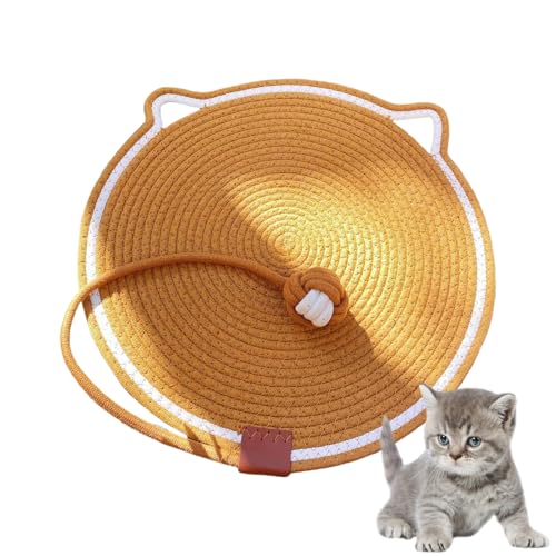 Nchdewui Kratzmatte Katze, Teppich Katzen 50 X 50cm, Kratzunterlage Für Katzen Mit Spielzeugball, Widerstandsfähig Katzenmöbel, Gewebte Katzenkratzmatte Aus Baumwollkordel Zum Schutz Von Sofa (Brown) von Nchdewui