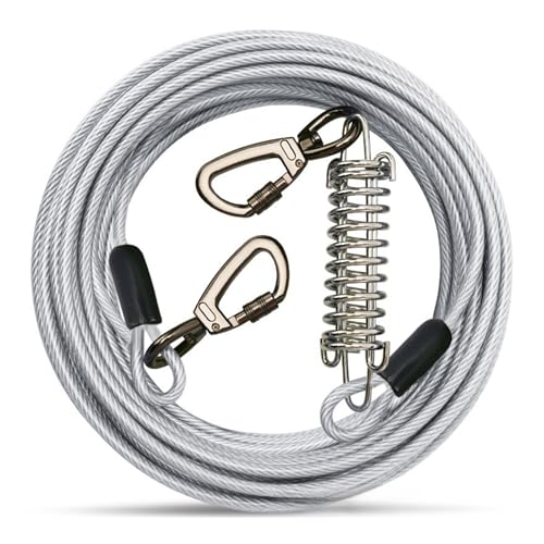 Nchdewui Tie Out Leinen Für Hunde, Hofleine Für Hunde, Tie Out Cables Hofleine Für Mittlere Bis Große Hunde, 9 M Leinen Mit Stoßdämpfender Feder Für Hof Und Camping (Grey) von Nchdewui